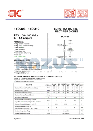 11DQ09 datasheet - SCHOTTKY BARRIER RECTIFIER DIODES