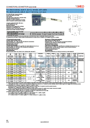 CC1203A00 datasheet - For electrovalves, style A, 3pG, female, with cable