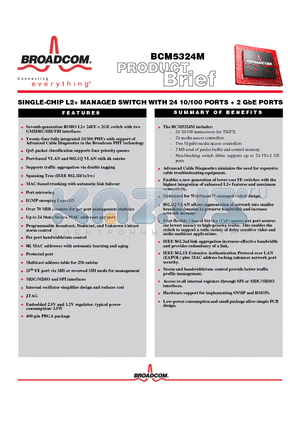 BCM5461 datasheet - SINGLE-CHIP L2 MANAGED SWITCH WITH 24 10/100 PORTS  2 GbE PORTS