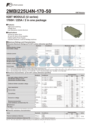 2MBI225U4N-170-50 datasheet - IGBT MODULE