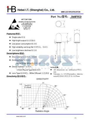 560PWD datasheet - 5MM LED