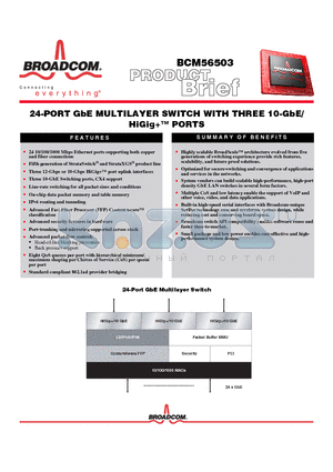 BCM5464R datasheet - 24-PORT GbE MULTILAYER SWITCH WITH THREE 10-GbE/HiGig PORTS