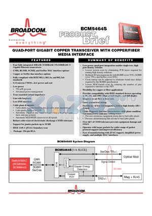 BCM5464S datasheet - QUAD-PORT GIGABIT COPPER TRANSCEIVER