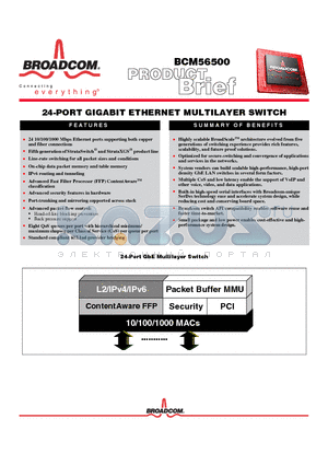 BCM56500 datasheet - 24-PORT GIGABIT ETHERNET MULTILAYER SWITCH