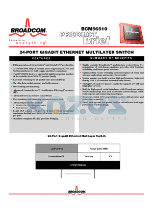 BCM56510 datasheet - 24-PORT GIGABIT ETHERNET MULTILAYER SWITCH