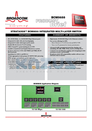 BCM5655 datasheet - STRATAXGS-TM  BCM5655 INTEGRATED MULTI-LAYER SWITCH