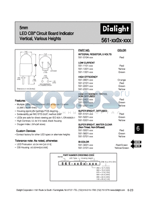 561-5501-XXX datasheet - 5mm LED CBI Circuit Board Indicator Vertical, Various Heights