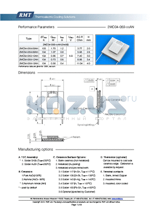 2MC04-059-10AN datasheet - Blank ceramics (not metallized) Metallized (Au plating) Blank, tinned Copper