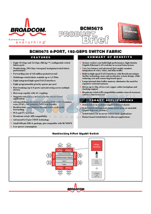 BCM5675 datasheet - BCM5675 8-PORT, 192-GBPS SWITCH FABRIC