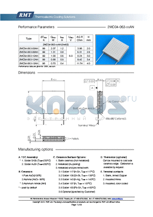 2MC04-063-15AN datasheet - Blank ceramics (not metallized) Metallized (Au plating) Blank, tinned Copper