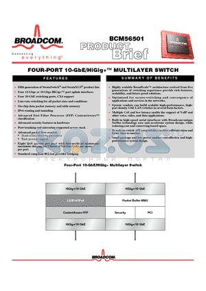 BCM5675 datasheet - FOUR-PORT 10-GbE/HiGig MULTILAYER SWITCH