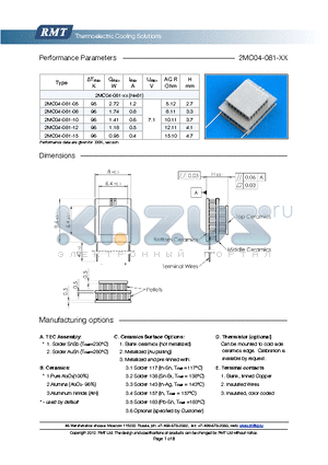 2MC04-081-05 datasheet - Blank ceramics (not metallized) Metallized (Au plating) Blank, tinned Copper