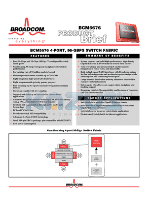 BCM5676 datasheet - BCM5676 4-PORT, 96-GBPS SWITCH FABRIC