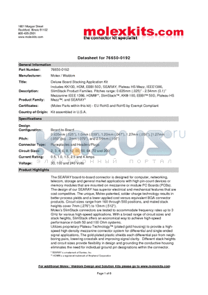 75005-0306 datasheet - Includes KK100,HDM,EBBl 50D, SEARAY,Plateau HS Mezz,IEEE1386,SlimStack Product Families. Pitches range:0.635mm-2.54mm