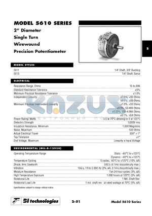 5611R30KT2L.50XX datasheet - 2 Diameter Single Turn Wirewound Precision Potentiometer