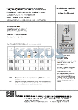 1N938BUR-1 datasheet - TEMPERATURE COMPENSATED ZENER REFERENCE DIODES