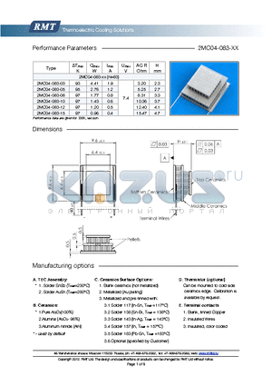 2MC04-083-12 datasheet - Blank ceramics (not metallized) Metallized (Au plating) Blank, tinned Copper