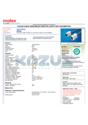 56119-8228 datasheet - Mini-HMC Male Terminal, for 18-22 AWG, Lead-free, Reel Packaging