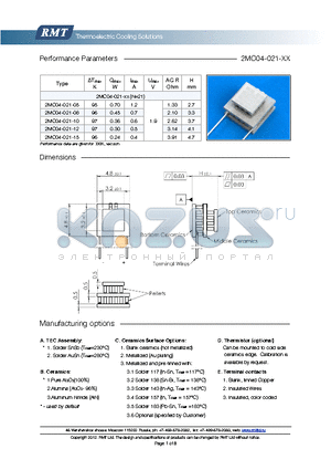 2MC04-021-08 datasheet - Blank ceramics (not metallized) Metallized (Au plating) Blank, tinned Copper