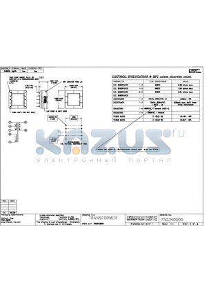 750340505 datasheet - TRANSFORMER