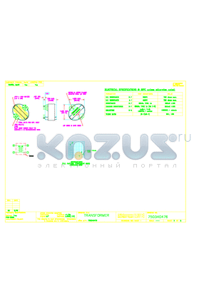 750340476 datasheet - TRANSFORMER