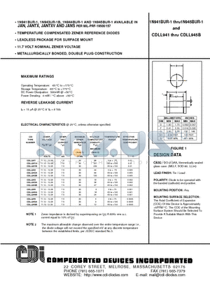 1N941BUR-1 datasheet - TEMPERATURE COMPENSATED ZENER REFERENCE DIODES