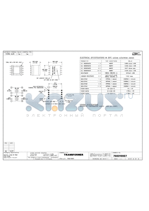 750310007 datasheet - TRANSFORMER