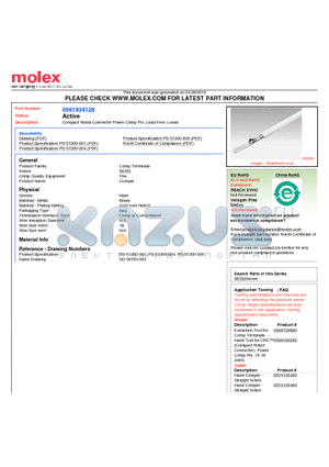 56193-4128 datasheet - Compact Robot Connector Power Crimp Pin, Lead Free, Loose