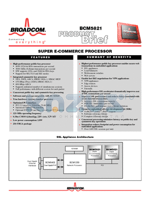 BCM5821 datasheet - SUPER E-COMMERCE PROCESSOR