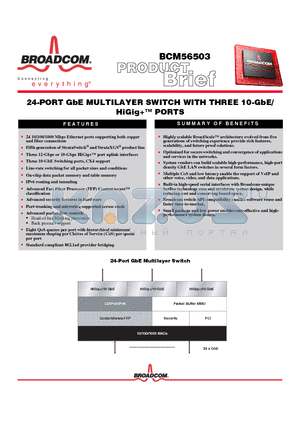 BCM5836P datasheet - 24-PORT GbE MULTILAYER SWITCH WITH THREE 10-GbE/HiGig PORTS