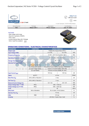 562-120.0M-3N-TP120 datasheet - PECL Output