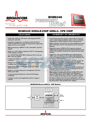 BCM6348 datasheet - SINGLE CHIP ADSL2 CPE CHIP