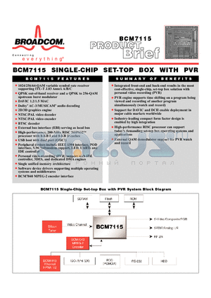 BCM7115 datasheet - SINGLE CHIP SET TOP BOX WITH PVR