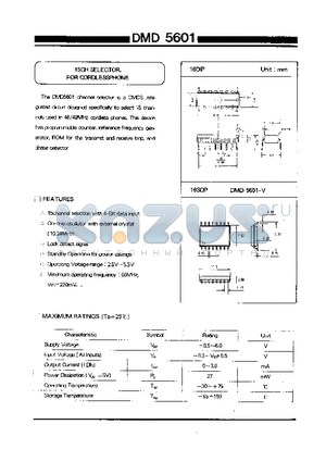 DMD5601 datasheet - 15CH SELECTOR. FOR CORDLESSPHONE