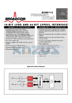 BCM8112 datasheet - 16BIT LVDS AND 64BIT LVPECL INTERFACE