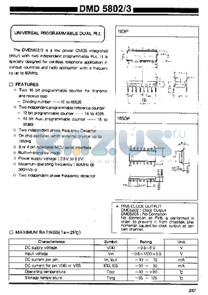 DMD5803 datasheet - UNIVERSAL PROGRAMMABLE DUAL PLL