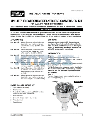 563 datasheet - ELECTRONIC BREAKERLESS CONVERSION KIT