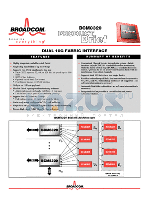 BCM8320 datasheet - DUAL 10G FABRIC INTERFACE