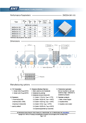 2MC04-041-05 datasheet - Blank ceramics (not metallized) Metallized (Au plating) Blank, tinned Copper