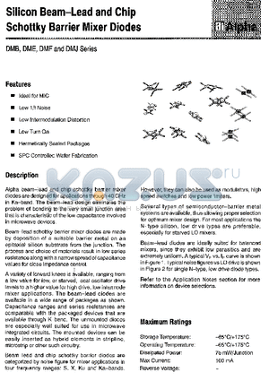 DME2843 datasheet - Silicon Beam-Lead and Chip Schottky Barrier Mixer Diodes