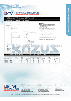 5630D1 datasheet - 2 X 5 Rectangular LED Assembly