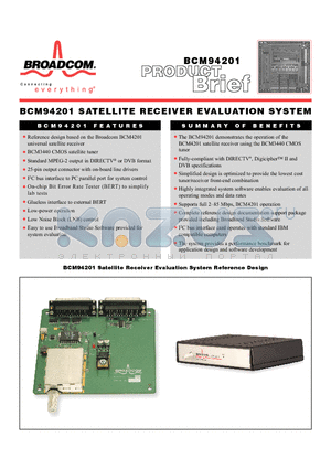 BCM94201 datasheet - SATELLITE RECEIVER EVALUATION SYSTEM