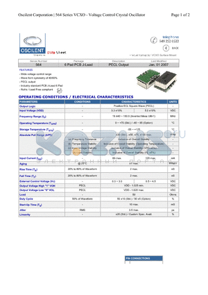 564-120.0M-3N-TP120 datasheet - PECL Output