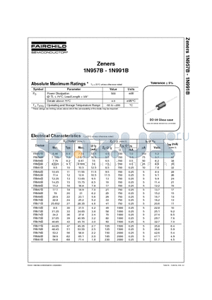 1N961B datasheet - Zeners General Purpose Diodes