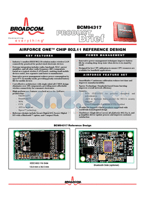 BCM94317 datasheet - AIRFORCE ONE CHIP 802.11 REFERENCE DESIGN