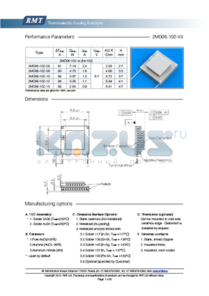 2MD06-102-08 datasheet - Blank ceramics (not metallized) Metallized (Au plating) Blank, tinned Copper