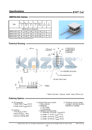2MP04-032-15 datasheet - Specifications