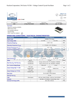 566-12.0M-3DN-TP2 datasheet - HCMOS / TTL