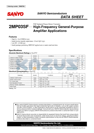 2MP03SF datasheet - High-Frequency General-Purpose