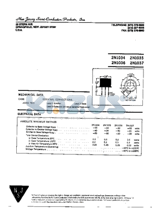 2N1034 datasheet - JEDEC TO-5